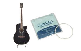 Kit Violão Land Eletrico Nylon Preto + Encordoamento