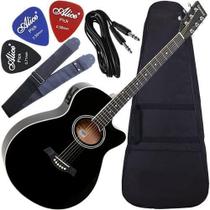 Kit Violão Mini Jumbo Eletroacústico Eq Gsf1R Bk Giannini