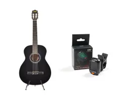 Kit Violão Preto Nylon Ln 39 + Afinador Land