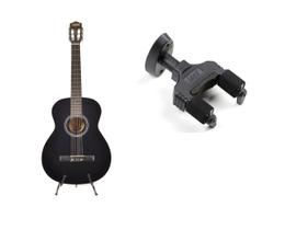 Kit violão preto nylon ln 39 suporte de parede pe c50 Kit violão preto nylon ln 39 suporte de parede pe c50