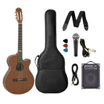 Kit Violão Strinberg Elétrico náilon Flat SL200 Mogno Com Caixa Amplificada