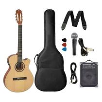Kit Violão Strinberg Elétrico náilon Flat SL200 Natural Com Caixa Amplificada