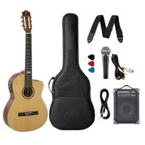 Kit Violão Strinberg Sc200 Náilon Elétrico Natural Fosco C/ Caixa Amplificada