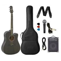 Kit Violão Strinberg Sd200 Folk Aço Elétrico + Caixa Lx40