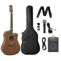 Kit Violão Strinberg Sd200 mognoFolk Aço Elétrico + Caixa Lx40