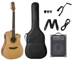 Kit Violão Strinberg Sd200 NS Folk Aço Elétrico + Caixa Lx40