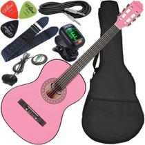 Kit Violão Waldman Elétrico Popstar Pp1 Rosa Nylon C/ Capa