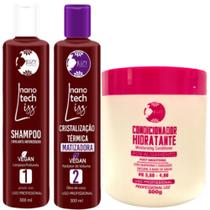 Kit Violeta Ativo Cristalização Matizadora 2x300ml + Condicionador Pos Quimica Juzy 500g
