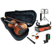 Kit violino 4/4 espaleira + afinador + estante