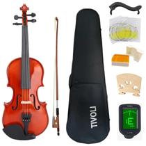 Kit Violino 4/4 Tivoli Case Breu Afinador Espaleira Cordas