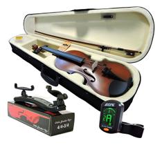Kit Violino Barth 4/4 Old Envel+ Estojo+ Afin+ Espaleira- Nt Marrom