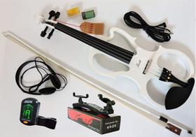 Kit Violino Elétrico Barth 4/4 - Wt + Estojo + Arco + Breu + Espaleira + Afinador + Fone