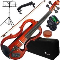 Kit Violino Elétrico Eagle Ev744 4/4 Arco Breu Fone Partitur