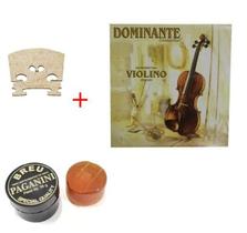 Kit violino encordoamento dominante //4 4/4 + breu paganini + cavalete - DOMINANTE / PAGANINI
