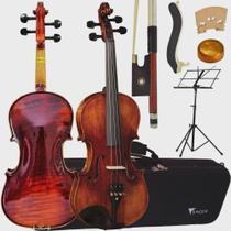 Kit Violino Vk544 4/4 Envelhecido Eagle Com Case Luxo + Estante De Partitura + Espaleira