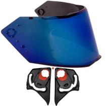 Kit Viseira Azul Iridium Capacete Bieffe B12 + Reparo Fixador De Viseira Bieffe B12
