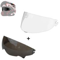 Kit Viseira Cristal + Oculos Fume Interno Originais Pro Tork Capacete Attack Transparente Solar