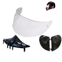 Kit Viseira Cristal Reparo Lateral E Narigueira Alta Capacete Fly F9