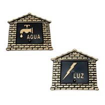 Kit Visor LUZ e ÁGUA para Muros Alumínio Fundido modelo Casinha Dourado