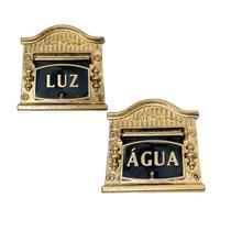 Kit Visor LUZ e ÁGUA para Muros ou Portões - Alumínio Fundido modelo Clássico Dourado