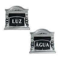 Kit Visor LUZ e ÁGUA para Muros ou Portões - Alumínio Fundido modelo Clássico Prateado