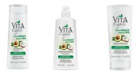 Kit Vita Capili Shampoo Condicionador e Creme Pentear Oleo Abacate E Coco - Vita Capili - Muriel