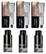 Kit Vita Derm 3 Tonalizantes 5.0 Castanho Claro + 3 Ox 6 Vol 90ml