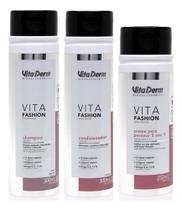 Kit Vita Derm Cabelos Cacheados Vita Fashion - Shampoo + Condicionador + Creme De Pentear