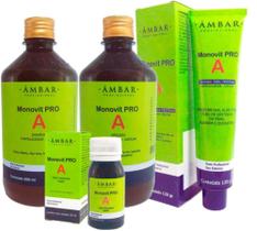 Kit Vitamina A Monovit Pro A ambar fortalecedor crescimento capilar força, briho e maciez