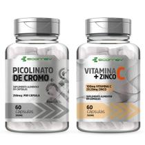 Kit Vitamina C C/ Zinco Quelado + Picolinato de Cromo 500Mg 120Cáps Ecomev