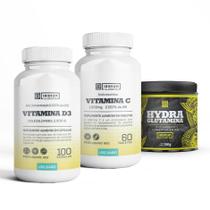 Kit Vitamina C + Hydra Glutamina 150g + Vitamina D cor: Natural