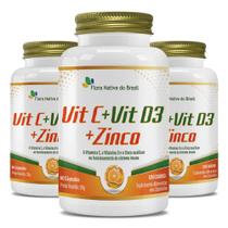 Kit Vitamina C + Vitamina D3 + Zinco 3x 60 Cápsulas Cada - Flora Nativa