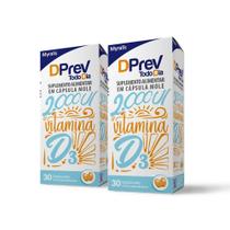 Kit Vitamina D Colecalciferol DPrev Todo Dia 2000UI C/30 caps C/2 un.