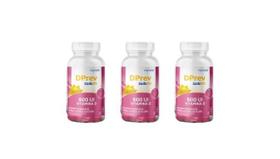 Kit Vitamina D Colecalciferol DPrev Todo Dia 600UI Sabor Framboesa com 30 Gomas 3 Unidades