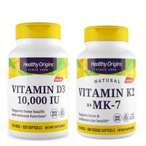 Kit Vitamina D3 10.000 IU 120 Softgels k2 mk7 180solftgels Healthy Origins