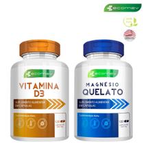 Kit Vitamina D3 10.000ui + Magnesio Quelato 500mg Puro Premium 240Cáp Ecomev
