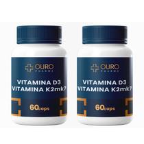 Kit Vitamina D3 2000UI COM K2 2 Potes com 60 Cápsulas Cada Total 120 Unidades Kit Vitamina D3 2000UI COM K2 2 Potes com 60 Cápsulas Cada Total 120 Unidades