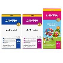 Kit Vitamina Familia Lavitan A-Z Homem Az Mulher + Infantil Sabor:Tutti Frutti
