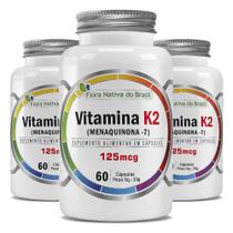 Kit Vitamina K2 Mk-7 Menaquinona 125mcg 3 Potes 60 Caps Cada - Flora Nativa