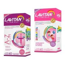 Kit Vitamina Lavitan 1 A-Z Mulher E 1 Infantil Mastigável 60