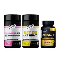Kit Vitaminas Essenciais Ômega 3 + Vitamina D3 + K2 + Vitamina B12 - 4well