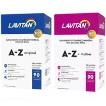 Kit Vitaminas Lavitan A-Z Homem E Mulher Com 90 Comprimidos