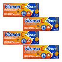 Kit Vitaxon C + Zinco Sabor Laranja Com 4 Caixas De 10 Comprimidos Cada