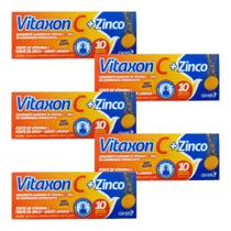 Kit Vitaxon C + Zinco Sabor Laranja Com 5 Caixas De 10 Comprimidos Cada