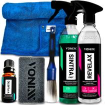 Kit Vitrificador Plásticos V-Plastic 20ml + Sintra 500ml + Revelax 500ml Proteção Renova Vonixx Kit Vitrificador Plásticos V-Plastic 20ml + Sintra 500ml + Revelax 500ml Proteção Renova Vonixx