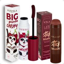 Kit Vizzela: Blush Stick Red e Máscara de Cílios No Panda Big Bordô