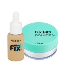 Kit Vizzela Fix HD Powder Cor 3 Base Pó Translúcido (2 produtos)