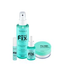 Kit Vizzela Fix Real Gotas Brow Up Powder Blindagem Gel Fixador (4 produtos)