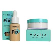 Kit Vizzela Pó Solto Facial Fix Powder + Base Líquida Fix 01