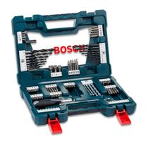 Kit VLine Bosch 91 Peças Brocas e Pontas com Revestimento Titânio Estojo Compacto Profissional Organizado para Madeira Metal Alvenaria Construções
